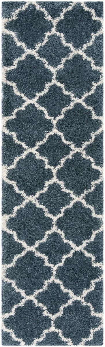 Club Slate Blue, Ivory Retro Collection Plush Shag Rug - Image 7