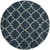 Club Slate Blue, Ivory Retro Collection Plush Shag Rug - Image 8