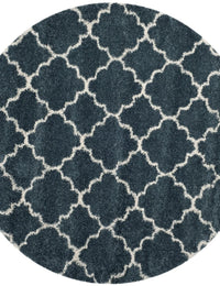 Club Slate Blue, Ivory Retro Collection Plush Shag Rug - Image 8
