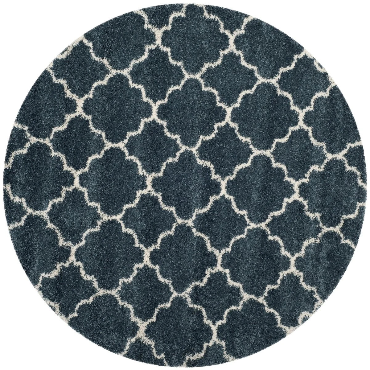 Club Slate Blue, Ivory Retro Collection Plush Shag Rug - Image 8