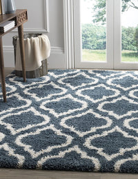 Club TEAL IVORY Retro Collection Plush Shag Rug - Image 1
