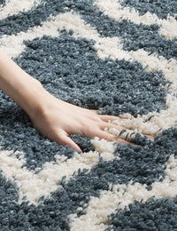 Club TEAL IVORY Retro Collection Plush Shag Rug - Image 2