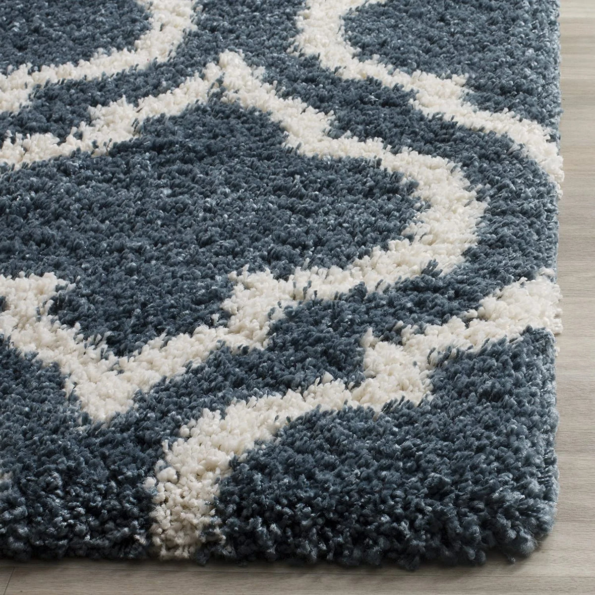 Club TEAL IVORY Retro Collection Plush Shag Rug - Image 4