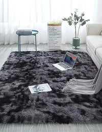 Coal Black Ombre Collection Plush Shag Rug - Image 1