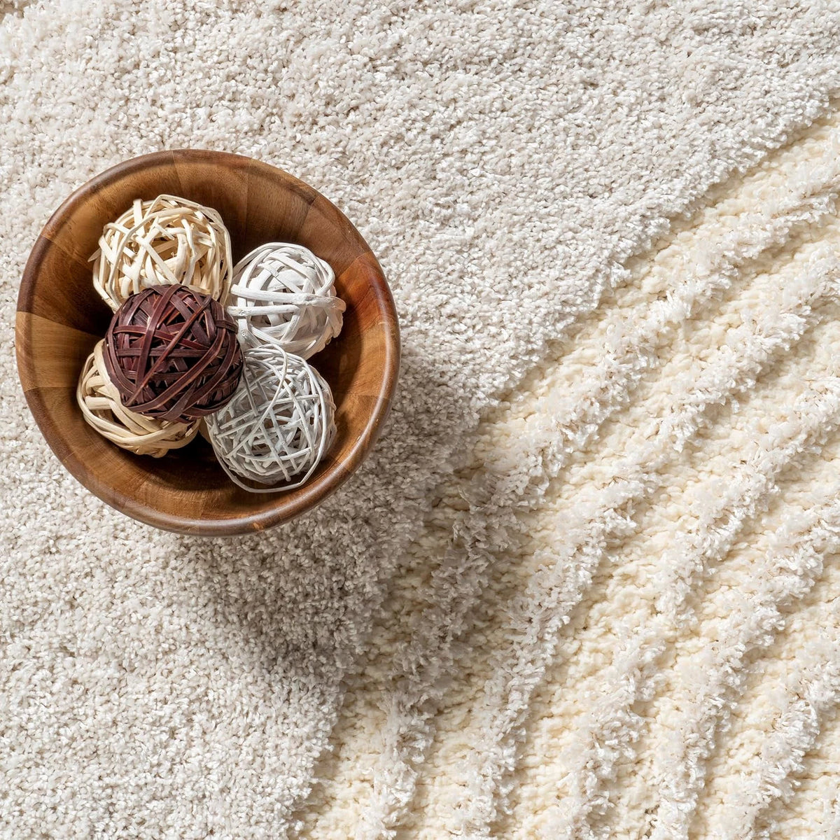Coco Beige Ripple Collection Plush Shag Rug - Image 1