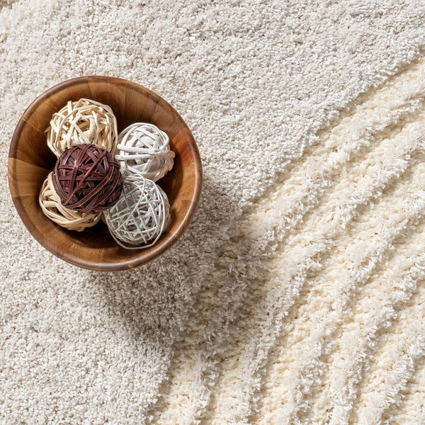 Coco Beige Ripple Collection Plush Shag Rug - Image 1
