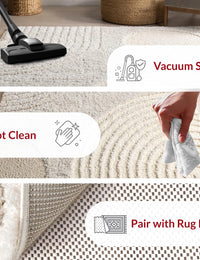 Coco Beige Ripple Collection Plush Shag Rug - Image 7