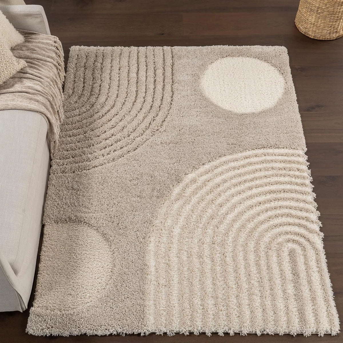 Coco Light Brown Ripple Collection Plush Shag Rug - Image 1