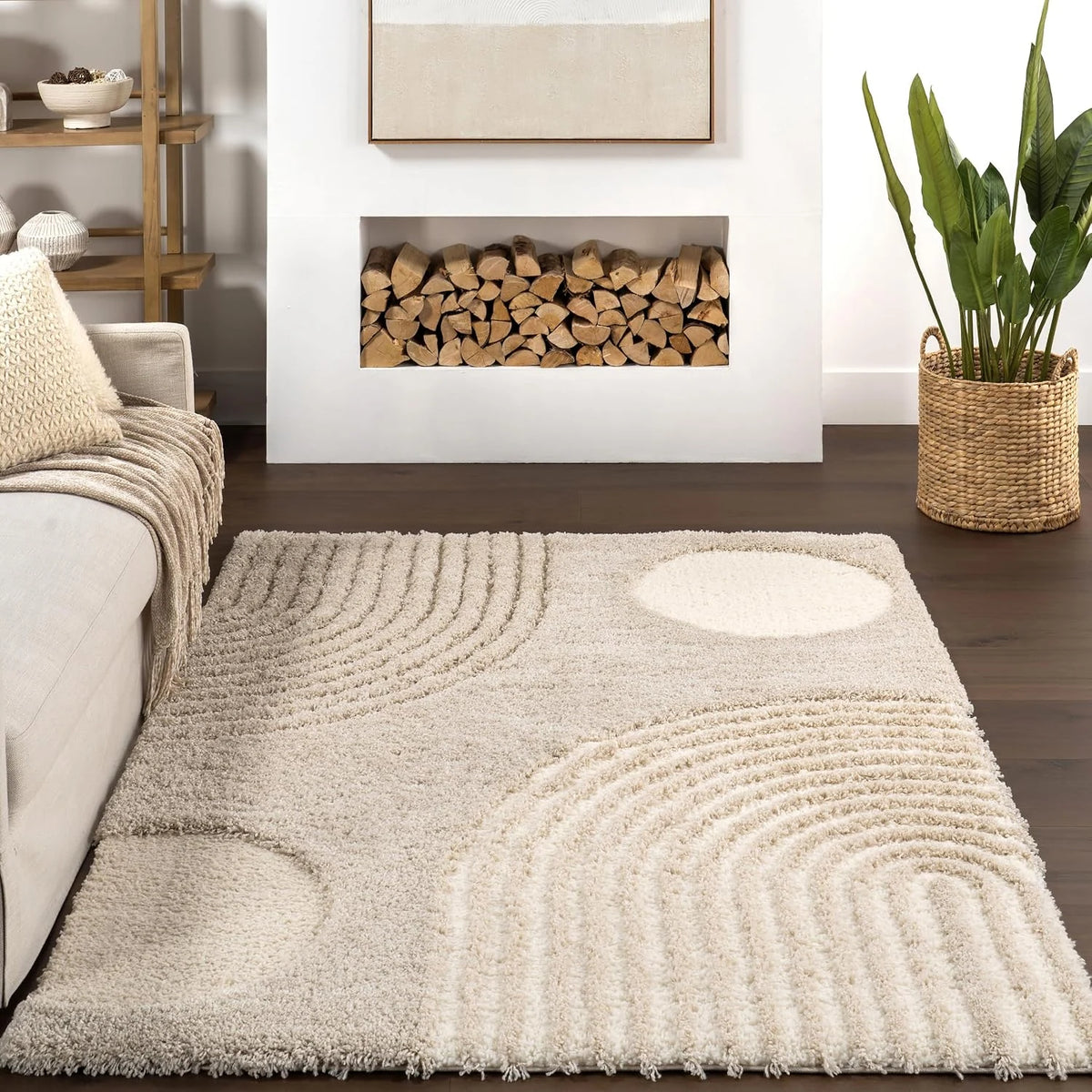 Coco Light Brown Ripple Collection Plush Shag Rug - Image 7