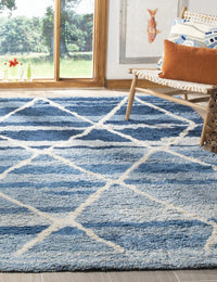 Cosmic Blue, Ivory Retro Collection Plush Shag Rug - Image 1