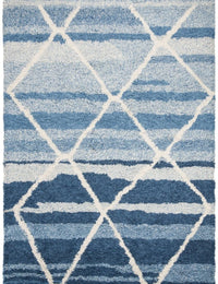 Cosmic Blue, Ivory Retro Collection Plush Shag Rug - Image 2