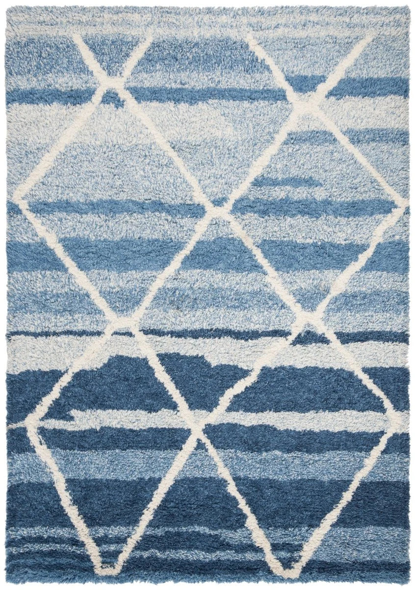 Cosmic Blue, Ivory Retro Collection Plush Shag Rug - Image 2