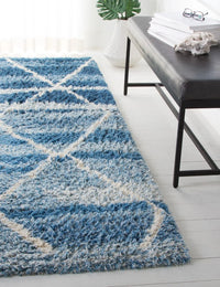 Cosmic Blue, Ivory Retro Collection Plush Shag Rug - Image 3