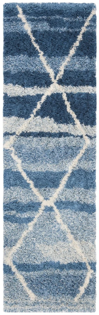 Cosmic Blue, Ivory Retro Collection Plush Shag Rug - Image 6
