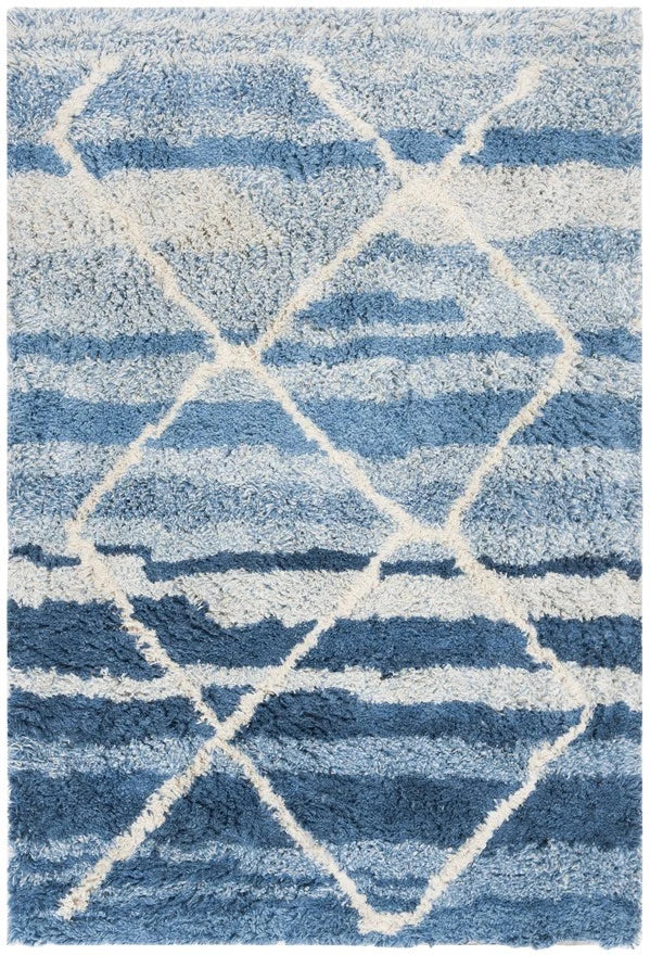 Cosmic Blue, Ivory Retro Collection Plush Shag Rug - Image 7