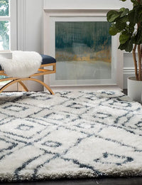 Cosmic Blue Retro Collection Plush Shag Rug - Image 1