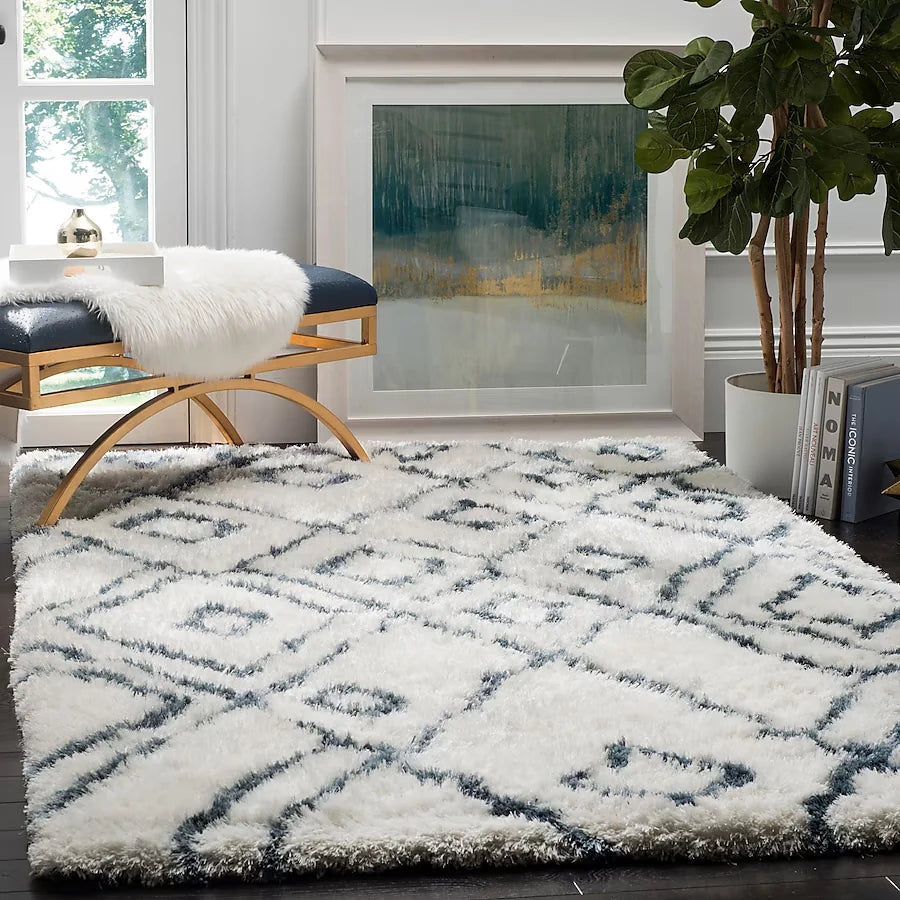 Cosmic Blue Retro Collection Plush Shag Rug - Image 1
