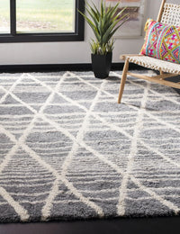 Cosmic Grey, Ivory Retro Collection Plush Shag Rug - Image 1