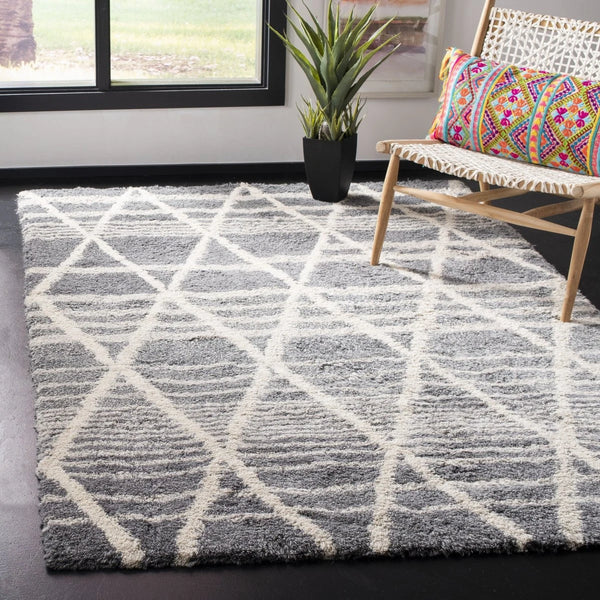 Cosmic Grey, Ivory Retro Collection Plush Shag Rug - Image 1