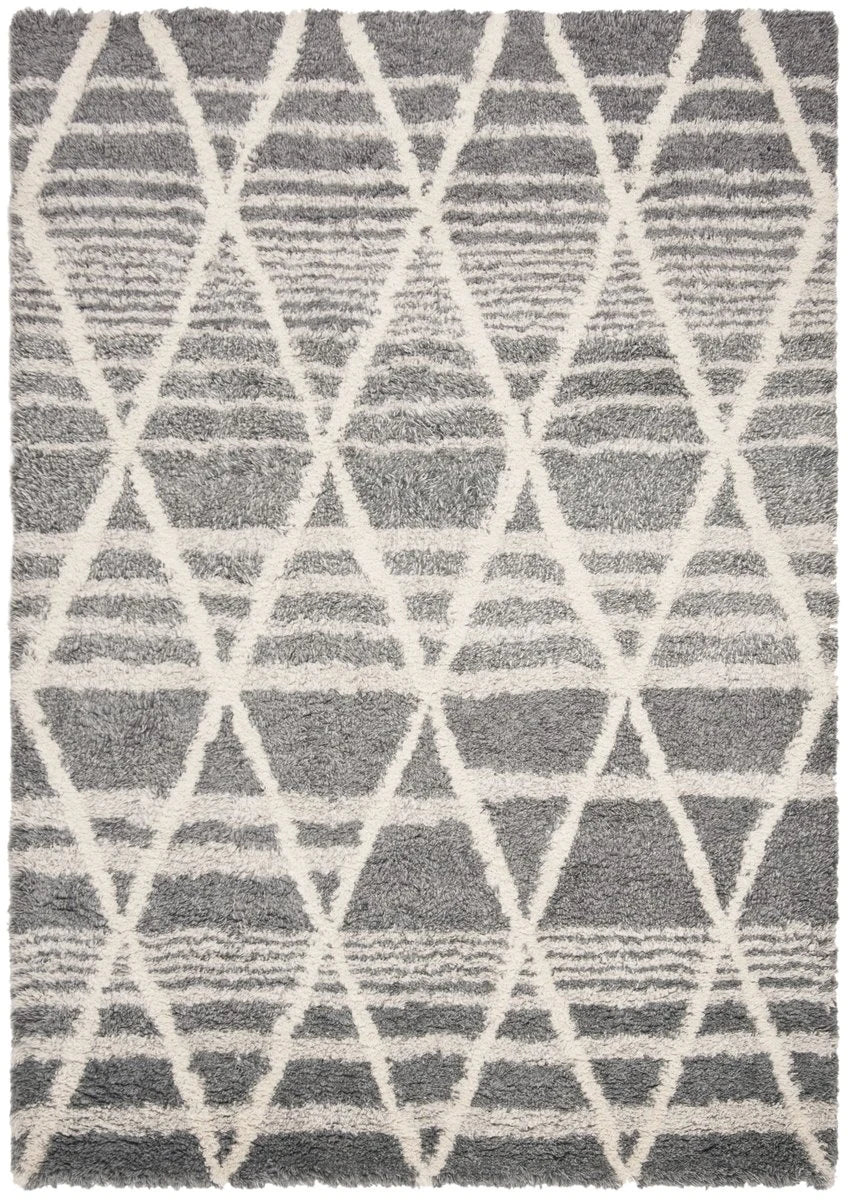 Cosmic Grey, Ivory Retro Collection Plush Shag Rug - Image 2