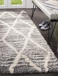 Cosmic Grey, Ivory Retro Collection Plush Shag Rug - Image 3