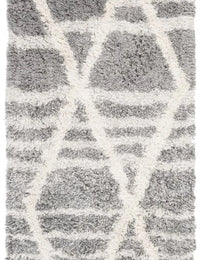 Cosmic Grey, Ivory Retro Collection Plush Shag Rug - Image 6