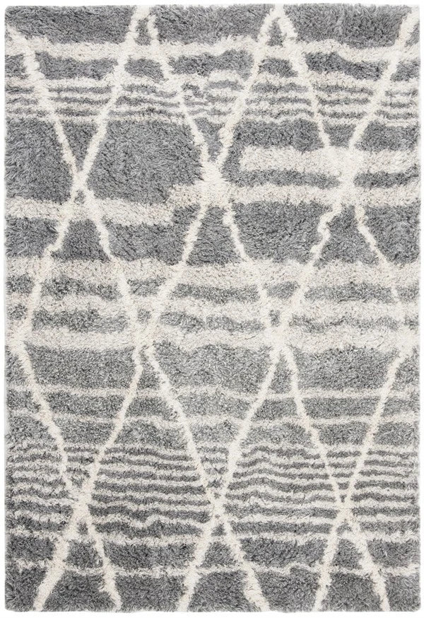 Cosmic Grey, Ivory Retro Collection Plush Shag Rug - Image 7