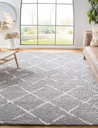 Cosmic Grey Retro Collection Plush Shag Rug - Image 1