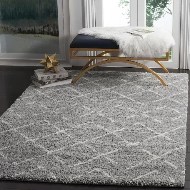 Cosmic Grey Retro Collection Plush Shag Rug - Image 4