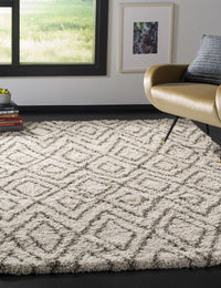 Cosmic Ivory, Grey Retro Collection Plush Shag Rug - Image 1