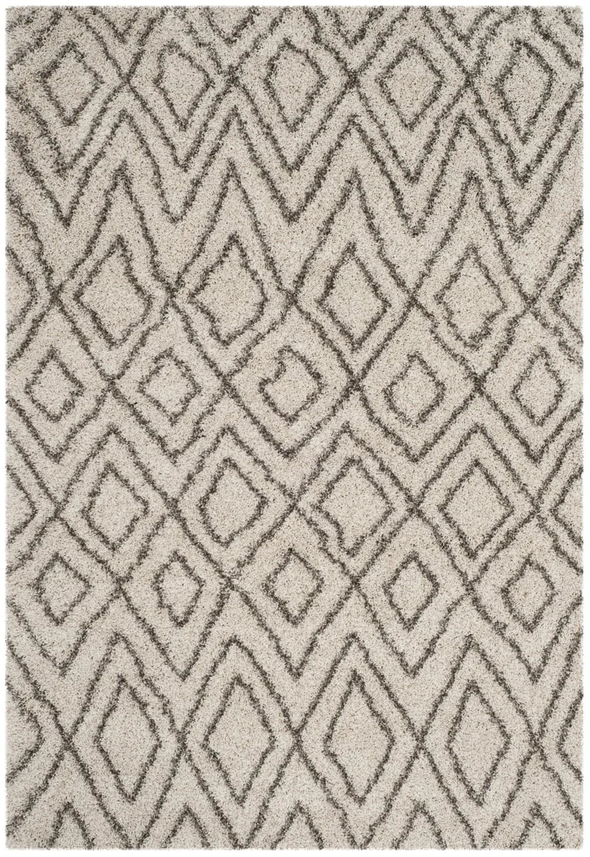 Cosmic Ivory, Grey Retro Collection Plush Shag Rug - Image 2