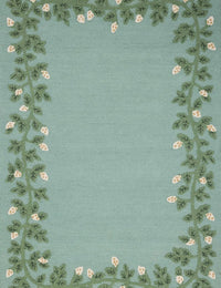 Costal Blue Floral Hand-Tufted Wool Rug - Image 1