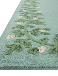Costal Blue Floral Hand-Tufted Wool Rug - Image 2