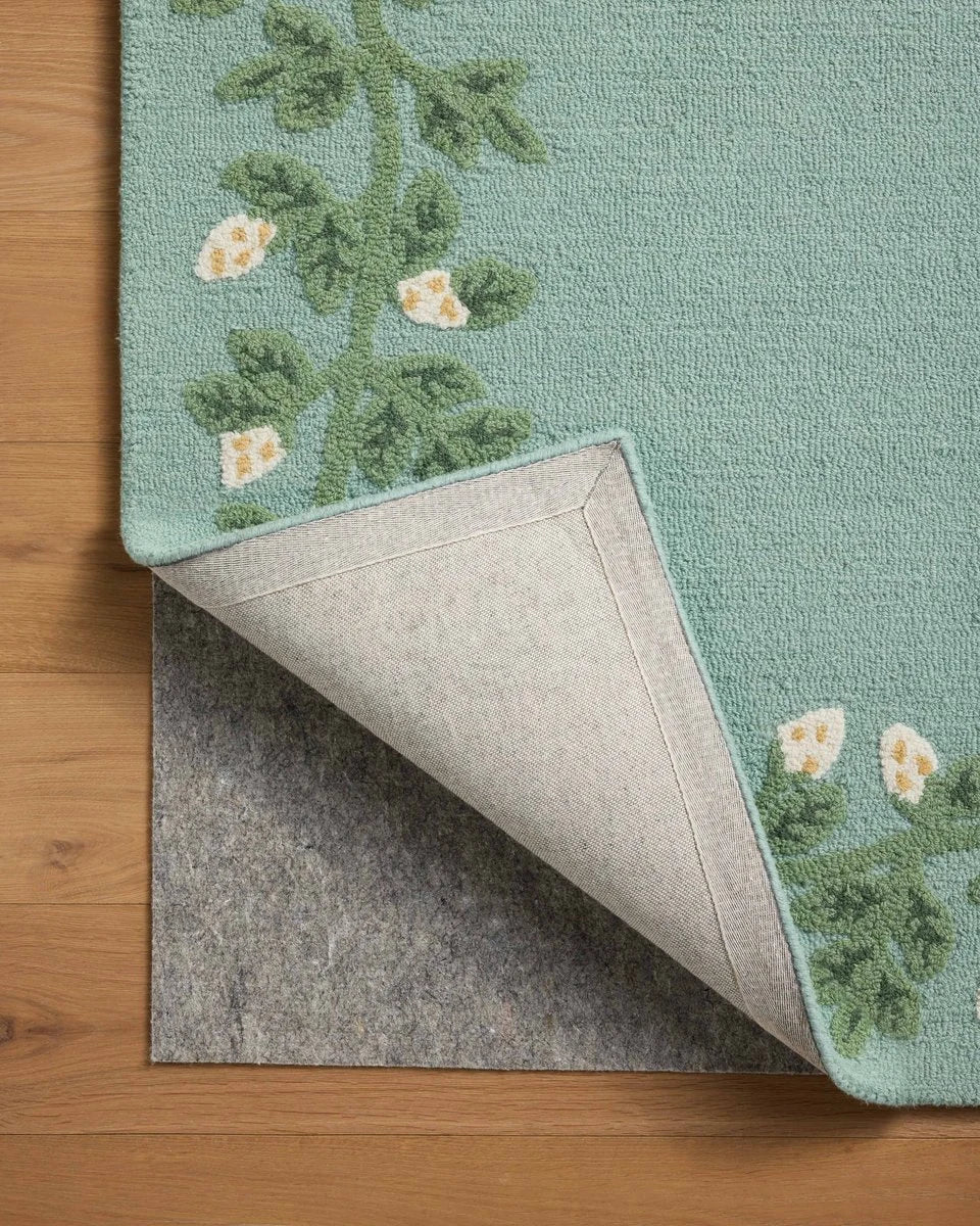 Costal Blue Floral Hand-Tufted Wool Rug - Image 3