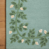 Costal Blue Floral Hand-Tufted Wool Rug - Image 4