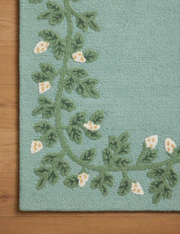 Costal Blue Floral Hand-Tufted Wool Rug - Image 4