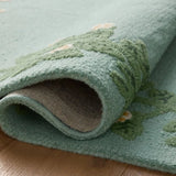 Costal Blue Floral Hand-Tufted Wool Rug - Image 5