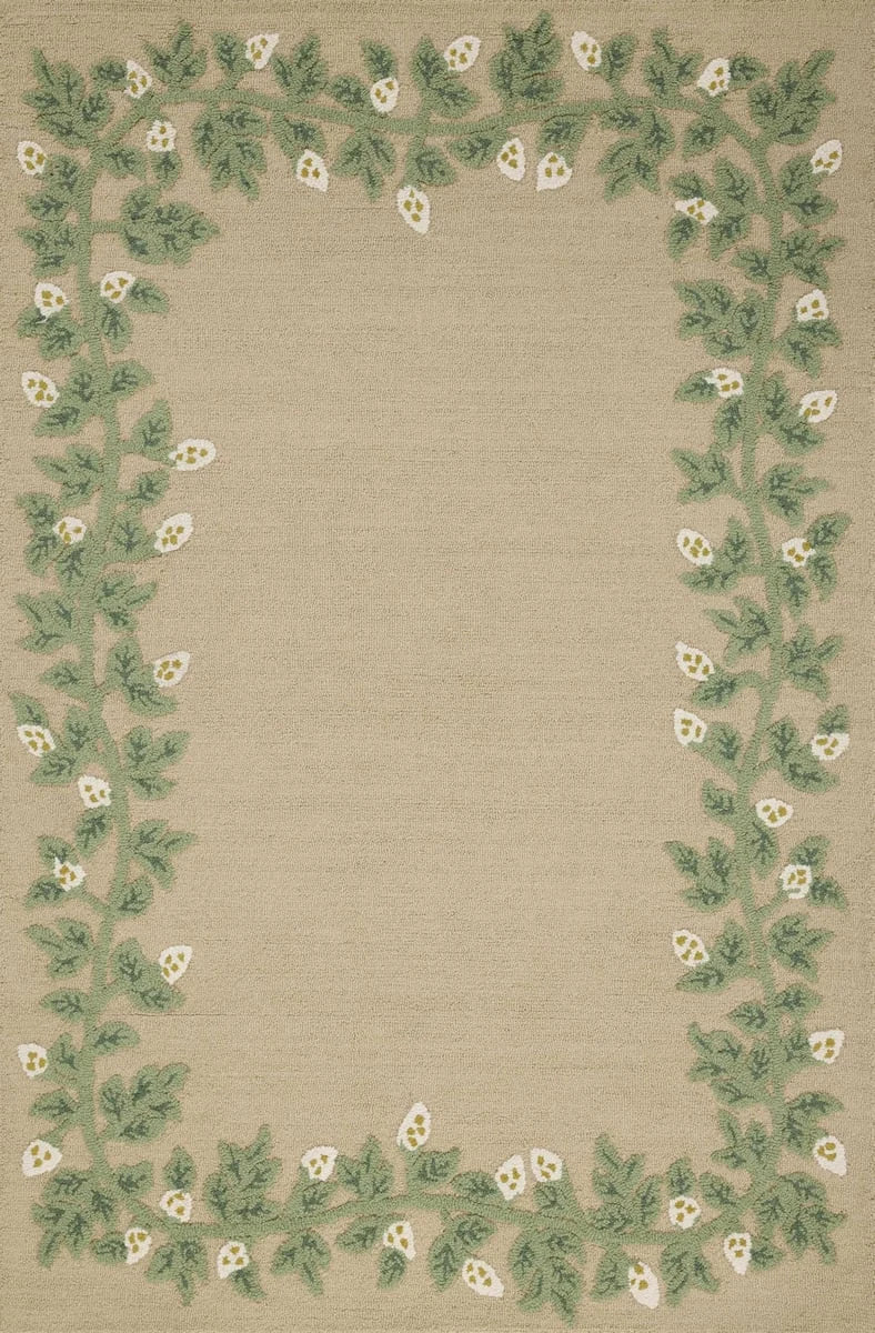 Costal Cream Floral Hand-Tufted Wool Rug - Image 1
