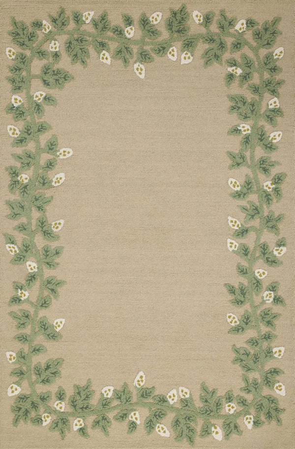 Costal Cream Floral Hand-Tufted Wool Rug - Image 1