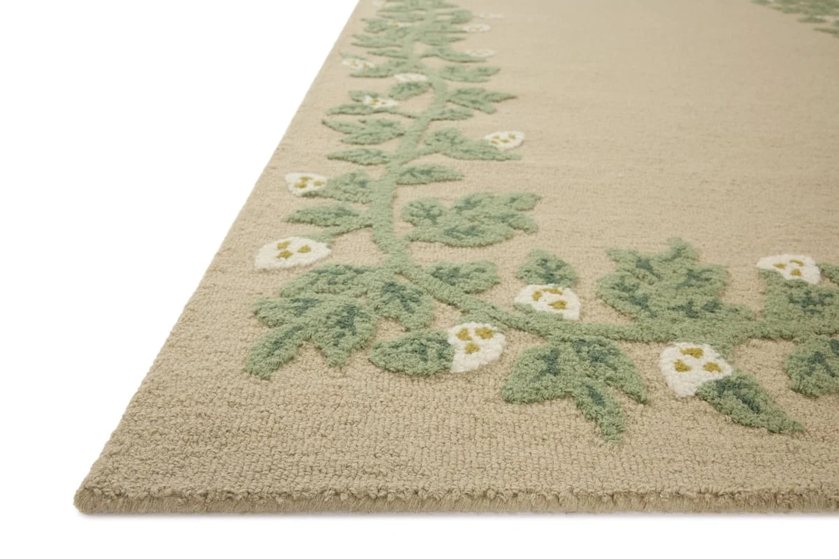 Costal Cream Floral Hand-Tufted Wool Rug - Image 2