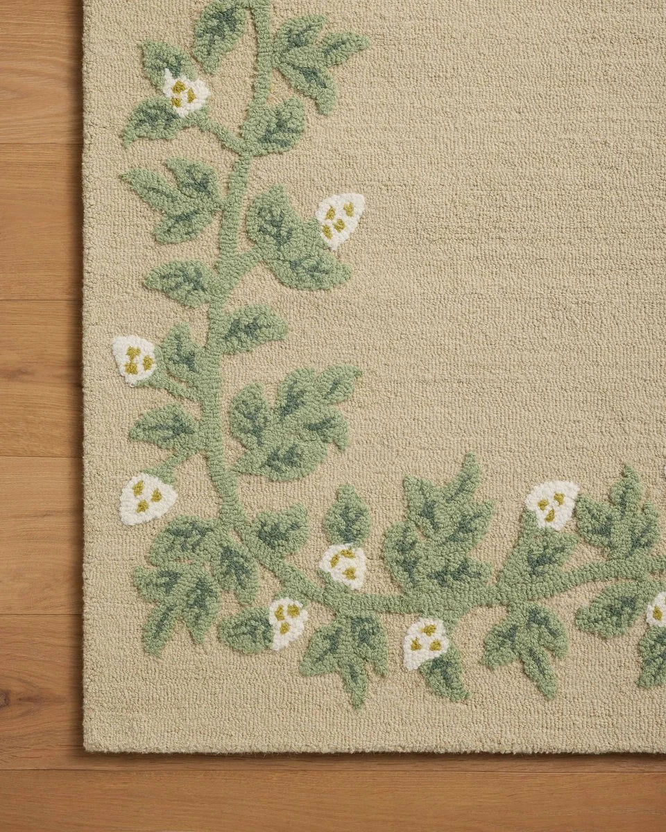 Costal Cream Floral Hand-Tufted Wool Rug - Image 4