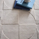 Cream Geometric Hand-Tufted Wool Rug - Image 2