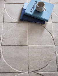 Cream Geometric Hand-Tufted Wool Rug - Image 2