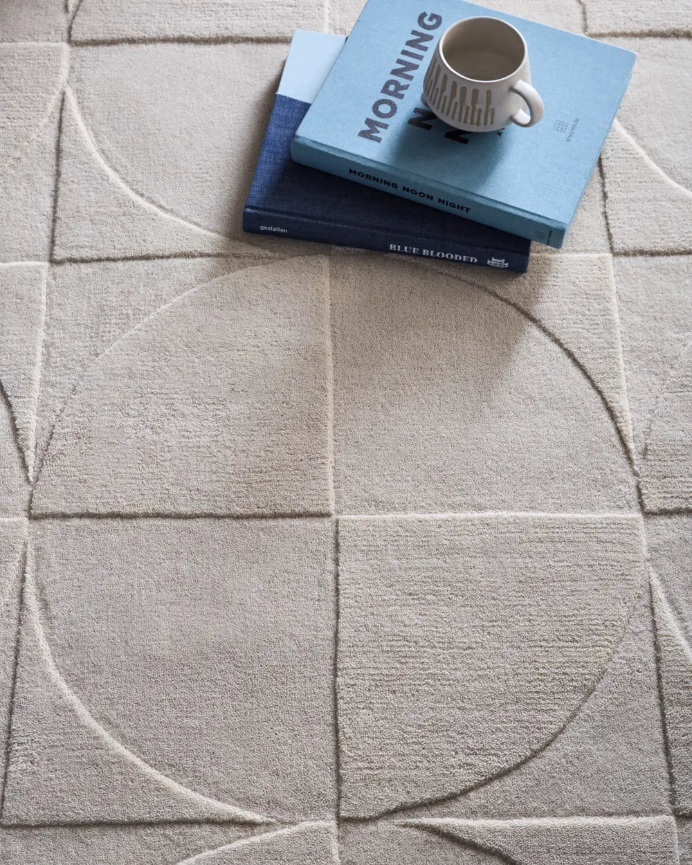 Cream Geometric Hand-Tufted Wool Rug - Image 2