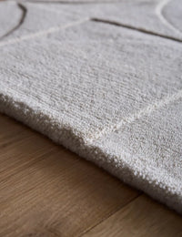 Cream Geometric Hand-Tufted Wool Rug - Image 3