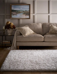 Cream Solid Plush Shag Rug - Image 1