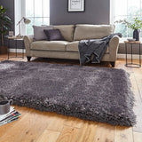 Dark Grey Solid Plush Shag Rug - Image 1