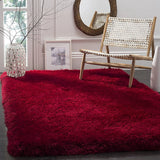 Dark Red Solid Plush Shag Rug - Image 1