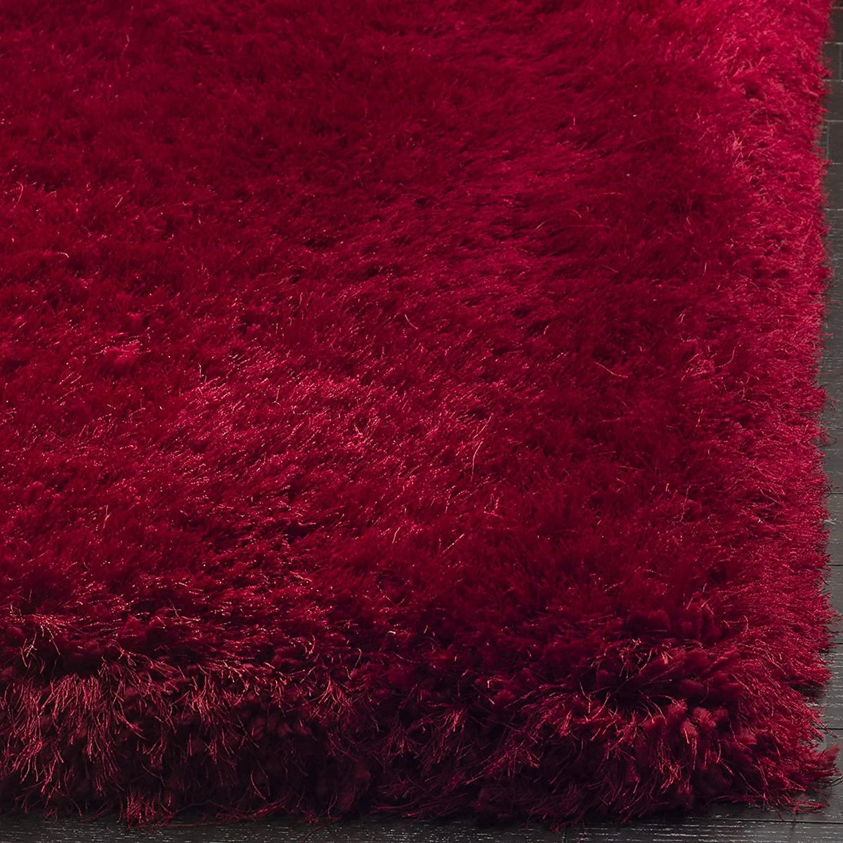 Dark Red Solid Plush Shag Rug - Image 4