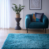 Dark Teal Solid Plush Shag Rug - Image 1
